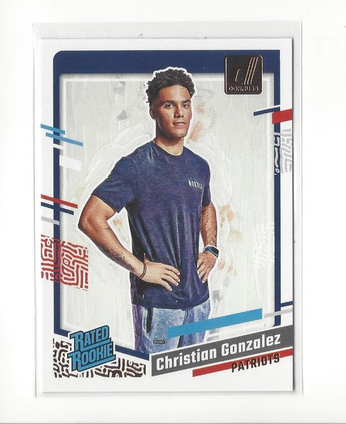 2023 Donruss Rated Rookies Portrait #46 Christian Gonzalez Rookie Patriots