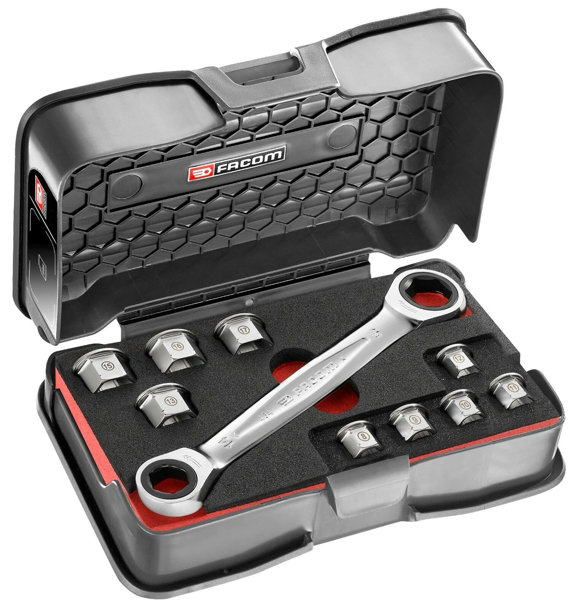 Facom 464.J1A 11 in 1 Interchangeable Ratchet Spanner Socket Set 8 19mm