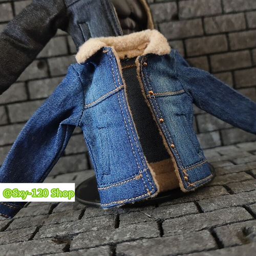 1/12 Male Blue Denim Jacket Vest Pants Clothes For 6"Action Figure Body Toys - Picture 6 of 6