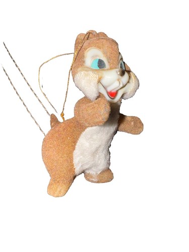 Vintage Walt Disney Flocked Christmas Ornament Dale Chipmunk With Tag 3 1/2 " - 第 2/8 張圖片