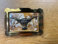 Brass and Bronze Tone Texas Longhorn Belt Buckle