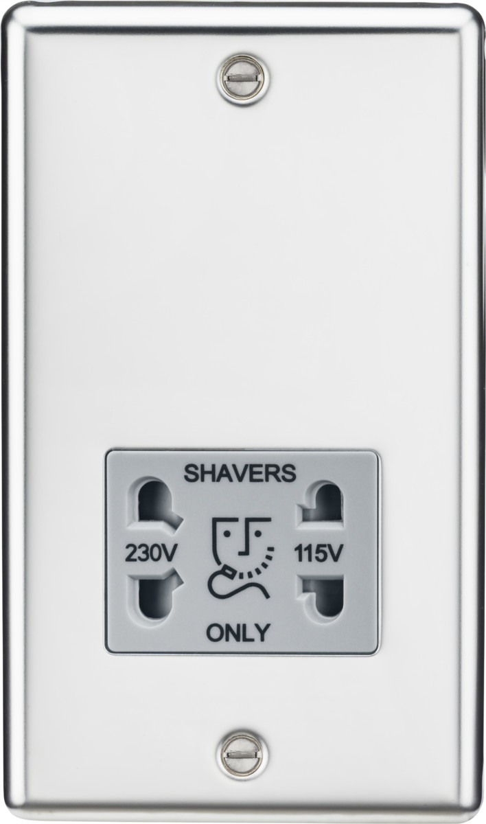 Knightsbridge 115-230V Dual Voltage Shaver Socket with Grey Insert Rounded Edge
