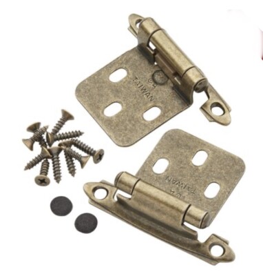 Rockler Woodworking Hinge Variable Overlay Surface Mount Antique Brass