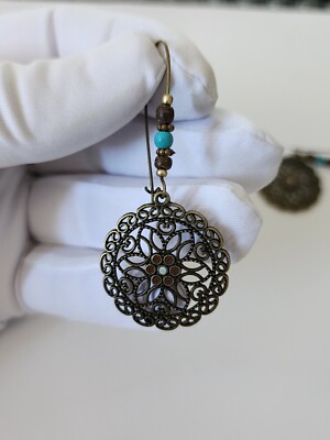 Vintage Boho Style Antique Finish Dangle Drop Earrings - Women's Fashion Jewelry For Gifts & Occasions 2 thumbnail image