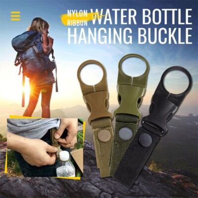 #ad #ad Tactical Hiking Nylon Webbing Carabiner Water Bottle Holder Buckle Hook Clips $9.99