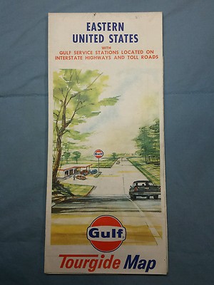 Vintage Gulf Oil Gas 1968 Eastern U.S. Highway Road Tourguide Map