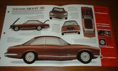 1964 Gordon Keeble Gk1 Spec Sheet Brochure Info Photo 64 65-66 Gk 1 It