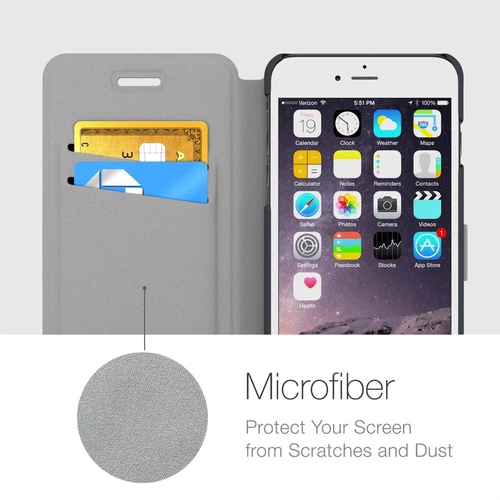 iPhone 6 Plus Wallet Case, Premium Quality Microfiber,Kickstand & Card Slots