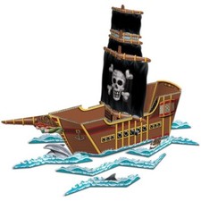 Pirate Ship Centerpiece 18.5" x 25.5" Cardboard Pirate Party Decoration