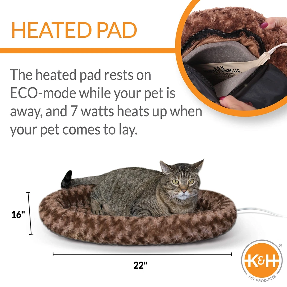 Heated Thermo-Kitty Fashion Splash Indoor Cat Bed Orthopedic Foam Base Heated... - Image 2 of 4