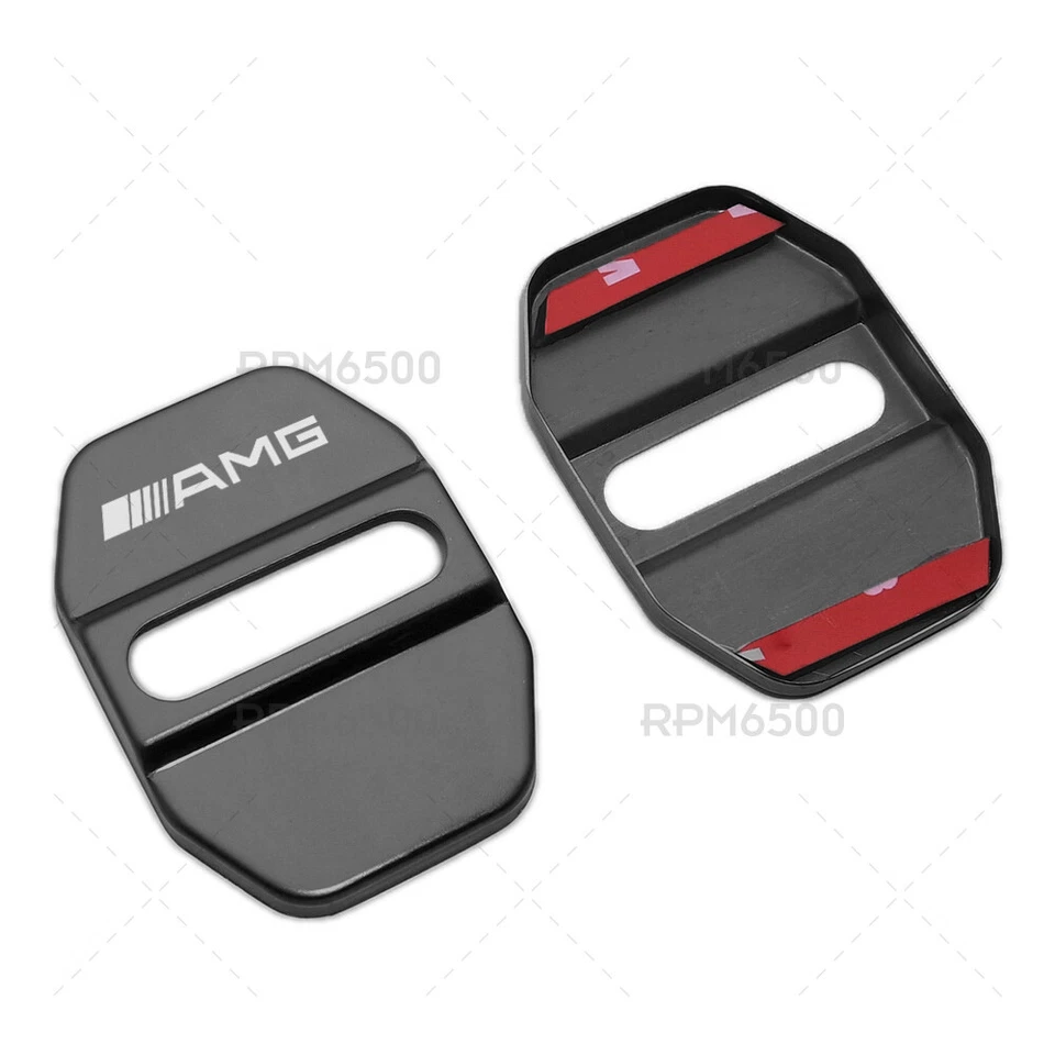 2pcs Stainless Steel Door Striker Cover Lock Buckle Cap For Mercedes AMG Sport Foto 3 de 4