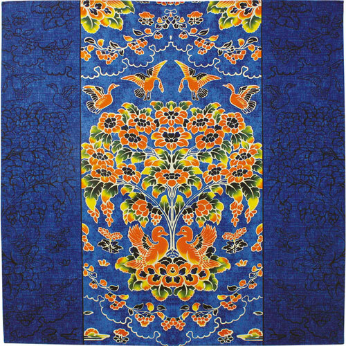 Japanese Furoshiki Wrapping Cloth Twin Birds Dark Blue 112cm Cotton 100% Kyoto - Picture 1 of 12