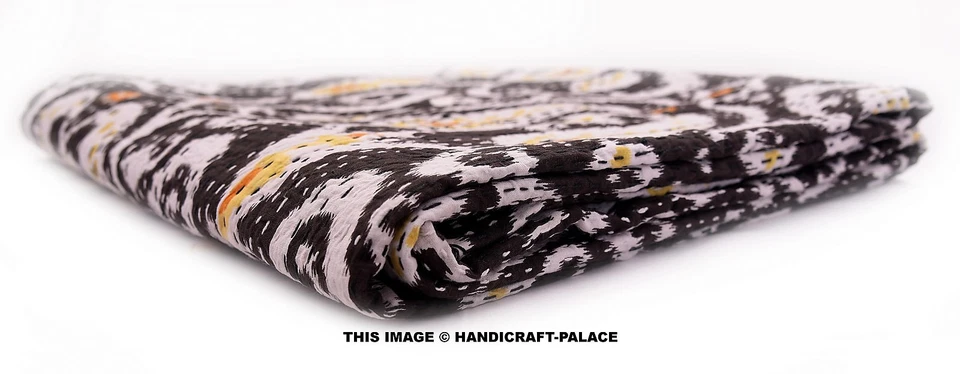 Colcha edredón Kantha indio hecha a mano PAISLEY manta de algodón Gudari Twin Foto 3 de 4