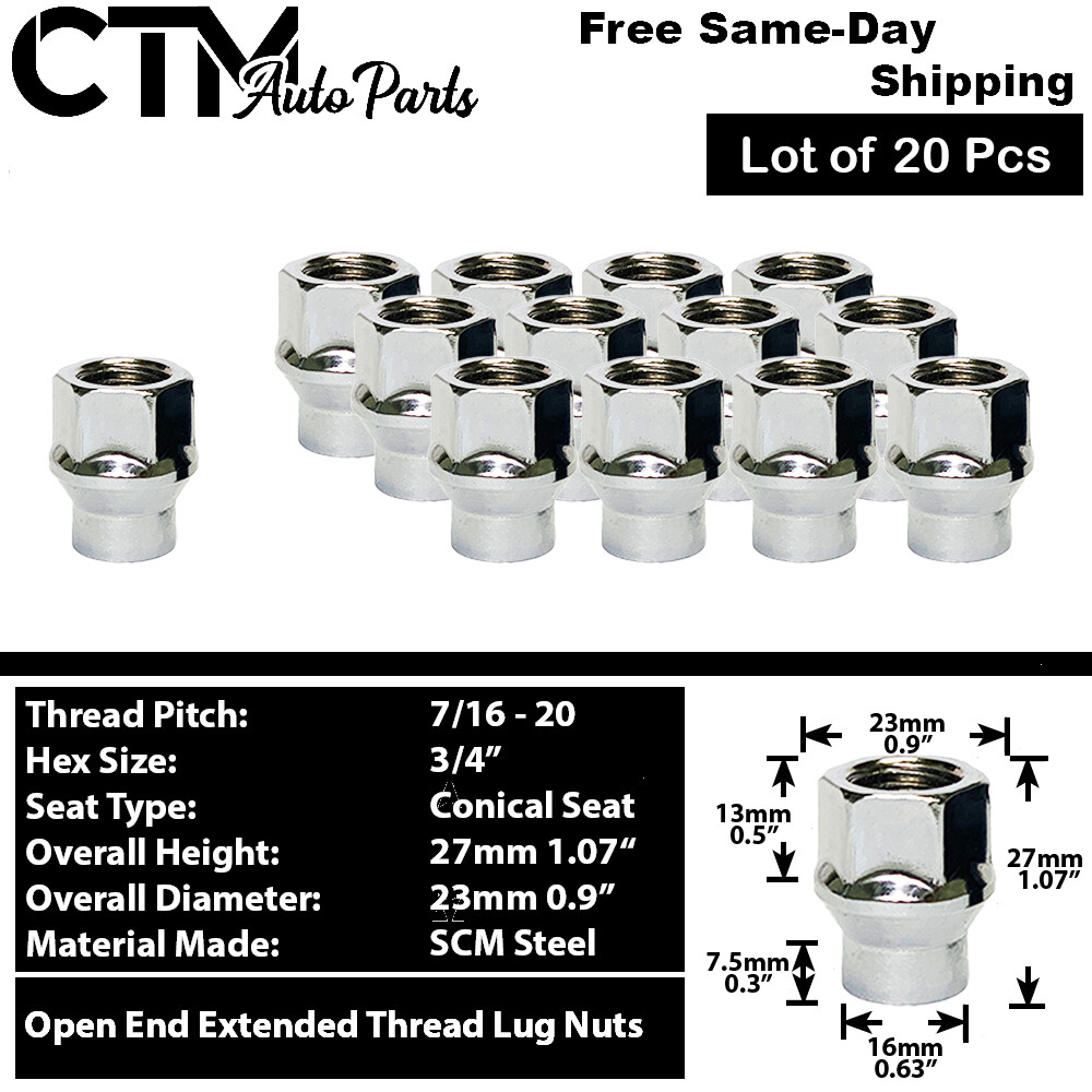 TJ Chrome Anti-Theft Wheel Lock Lug Nuts 7/16-20 – 4-Pack For Vintage Chevy Models