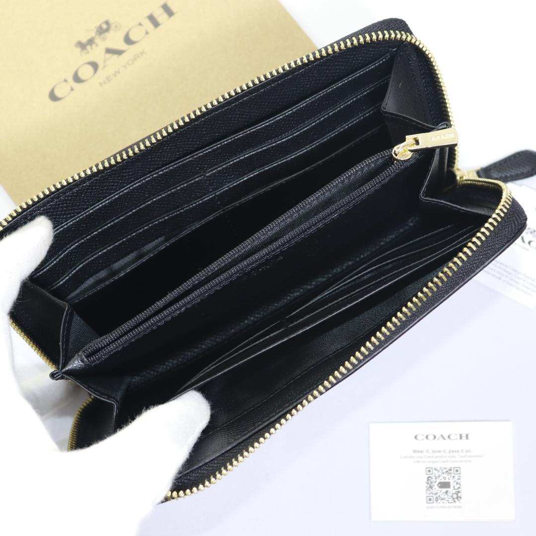 小物 3/C LONG ZIP WALLET BLACK Coach Long Zip Around Wallet in Black or Signature Canvas