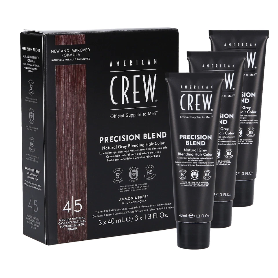 AMERICAN CREW Precision Blend Haartönung Medium Natural (4-5) 3x40ml