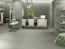 TILES JOBLOT 38: 60x120cm LARGE FORMAT NON-SLIP DARK GREY PORCELAIN TILES 48sqm