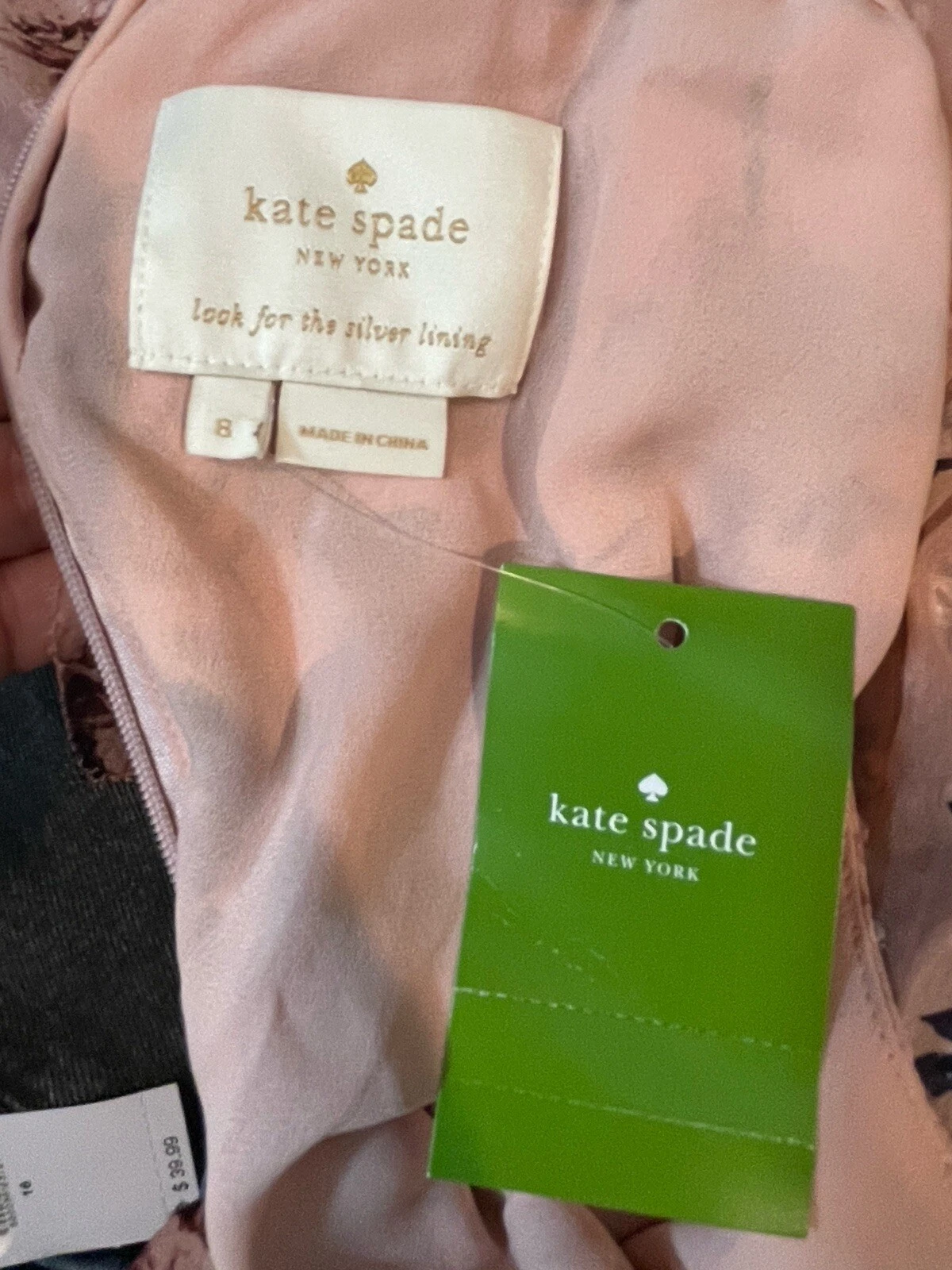 Mini abito donna Kate Spade rosa floreale seta prateria rosa clip volant nuovo con etichette taglia 8