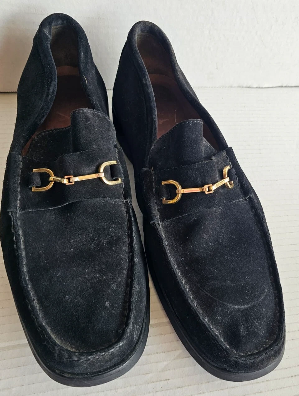 Mocassini Gucci uomo Horsebit neri in pelle scamosciata taglia US 10 5D Made in Italy
