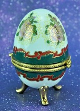 Porcelain and metal Faberge Egg Style Jewelry / Trinket Box   3   (BI#MK/190924)