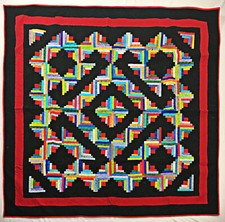 Multi color Patchwork Abstract style Log Cabin FINISHED QUILT - Masculing Look