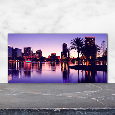 Tableau Sur Verre Trempé Tulup 100x50 Cm - Image D'Orlando USA - Style Moderne Violet