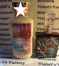 2 Mixed Lot Bath Body Works AMBER BLUSH EDT Spray 2.5 oz Body Lotion 8 oz