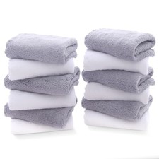 12 Pack Premium Washcloths Set - Quick Drying- Soft Microfiber Coral Velvet H...