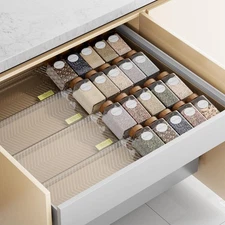 Spice Drawer Organizer, 8 Pack Clear Seasoning Organizer Rack, Expandable Fro...