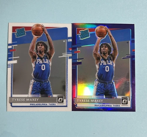 Tyrese Maxey 76ers 2020-21 Donruss Optic PRIZM Purple & Base Rated Rookie #171