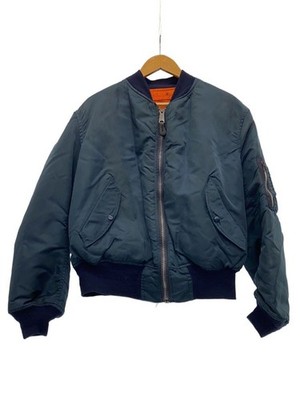 Made In Alpha Industries Usa/Flight Jacket/L/Nylon/Blu/0615-00-573-8337/Stains A