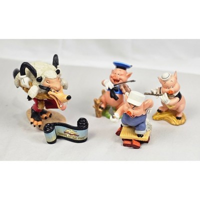 Three Little Pigs & Big Bad Wolf Figurine Set Walt Disney Classics Collection