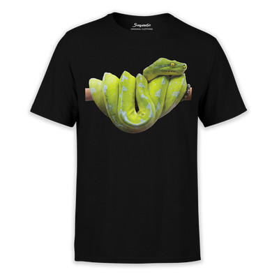 PREMIUM T-Shirt mit Aufdruck einer grünen Python XS-3XL 5made