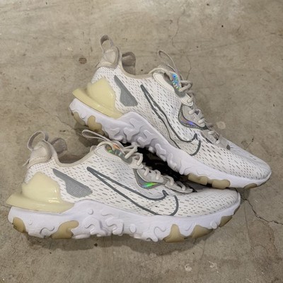 Nike React Vision Athletic Mesh Running Women Shoe Size 10 Triple White Comfort