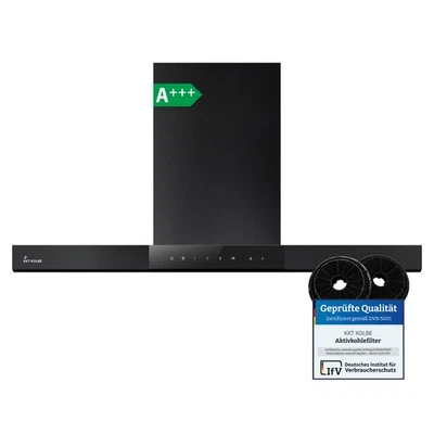 KKT KOLBE Dunstabzugshaube 90cm Wandhaube Umluft Abluft Touch schwarz Glas Bi-Color LED