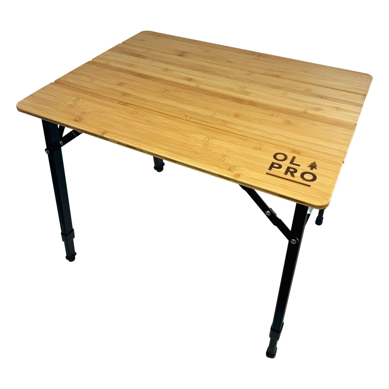 Olpro Folding Camping Table W/ Bamboo Worktop - Small - 65Cm X 50Cm - Adjustable Height - Rustproof - Lightweight - Storage Bag Included - Image 4
