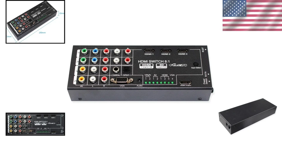 Convertidor HDMI 8 en 1: componente VGA AV Ypbpr a HDMI - Imagen 2 de 4