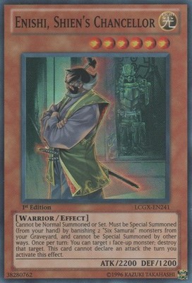 Yugioh! LP Enishi, Shien's Chancellor - LCGX-EN241 - Super Rare - Unlimited Edit