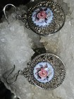 Vtg Authentic Russian Rostov Finift Enamel Rose 925 Filigree Earrings Marked 1РФ — photo 3