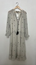 ZARA WOMAN DOT RIO MESH MIDI FLOWY FARM DRESS SZ XL BOHO FESTIVAL WHIMSY