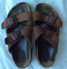 BIRKENSTOCK ARIZONA BROWN SUEDE  SOFT FOOTBED SLIDE SANDALS L4 35