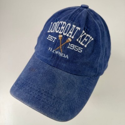 Lucky 7 Longboat Key Florida Hat Men's Adjustable Cotton Washed Blue Dad Cap