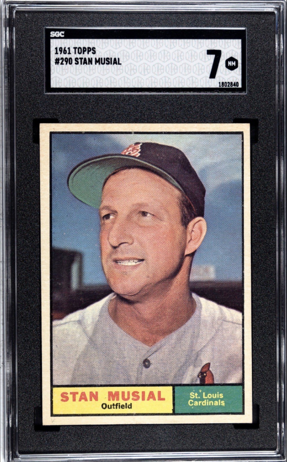 1961 Topps Stan Musial, #290, SGC 7 (NM) Baseball Cardinals HOF
