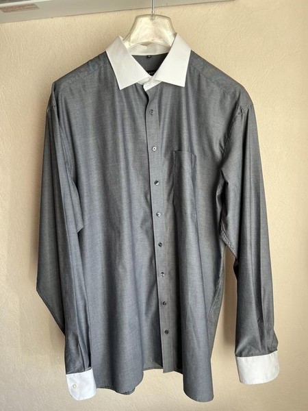 Men ETERNA Shirt Grey Cotton 48 / 4XL / 56 #3PA7
