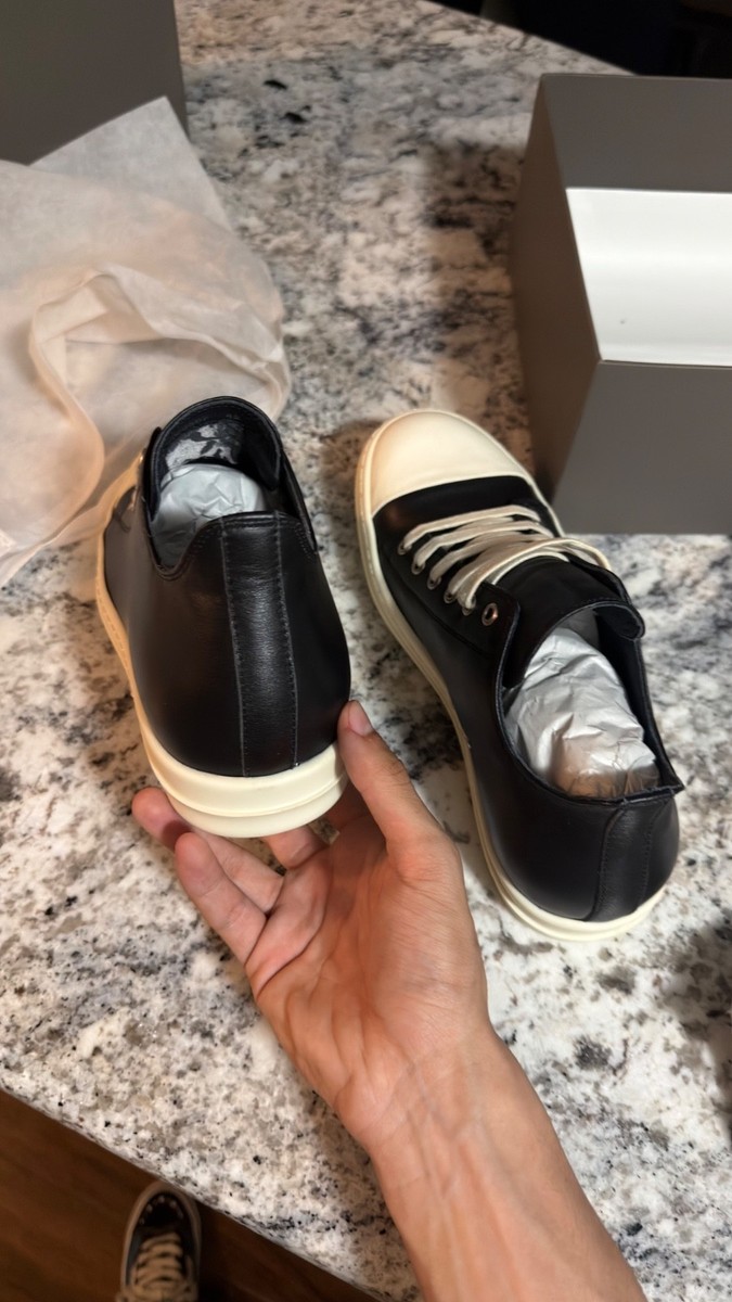 RICK OWENS RAMONES LOW レザーローカットスニーカー 42 Authentic Rick Owen Ramones Low Black Leather Shoes Size 42 | eBay