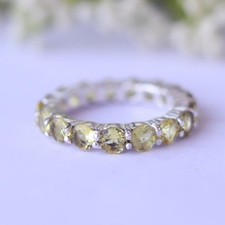 Valentine Special Yellow Citrine Round Cut 925 Silver Handmade Prong Set Ring