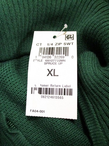 Club Room Men's Long-Sleeve 1/4-Zip Sweater, Spruce Green, Cotton, Size XL, New - Picture 5 of 8