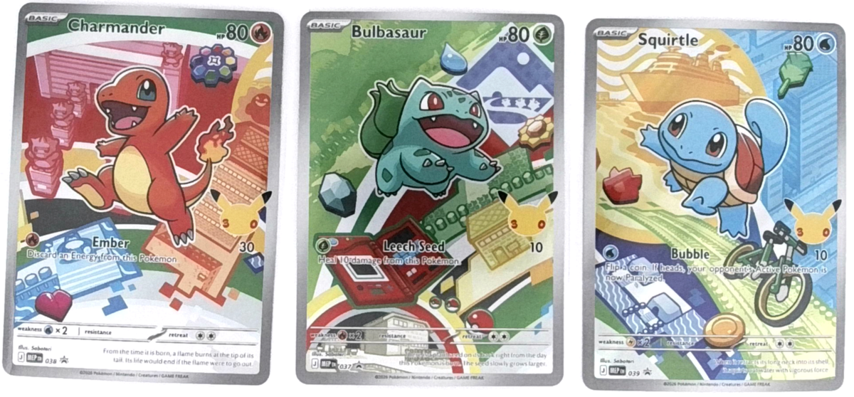 Bulbasaur, Charmander, Squirtle MEP Kanto 037 038 039 NM First