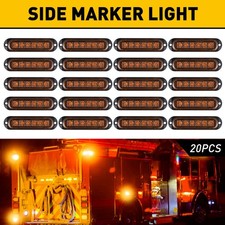 20X Amber LED Side Marker Clearance Lights Indicator Lorry Trailer Truck 12V 24V
