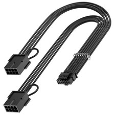 13in PCIE 5.0 GPU Power Extension Cable 16-Pin Male to 2x8-Pin Female Black